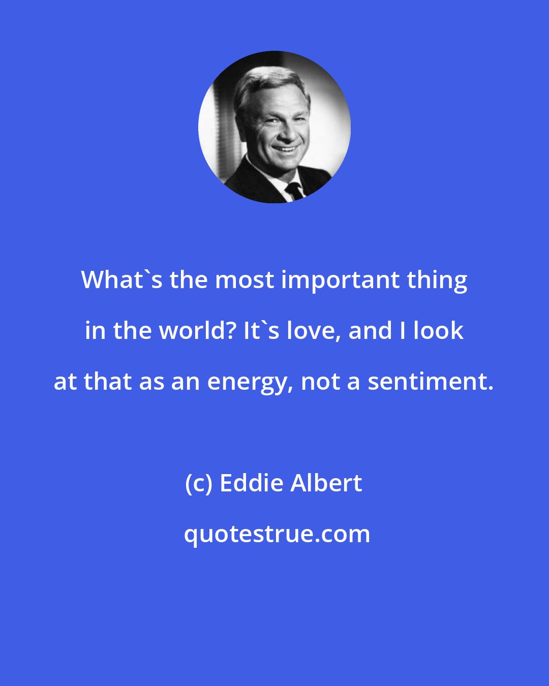 Eddie Albert: What's the most important thing in the world? It's love, and I look at that as an energy, not a sentiment.