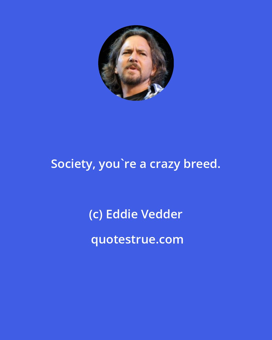 Eddie Vedder: Society, you're a crazy breed.