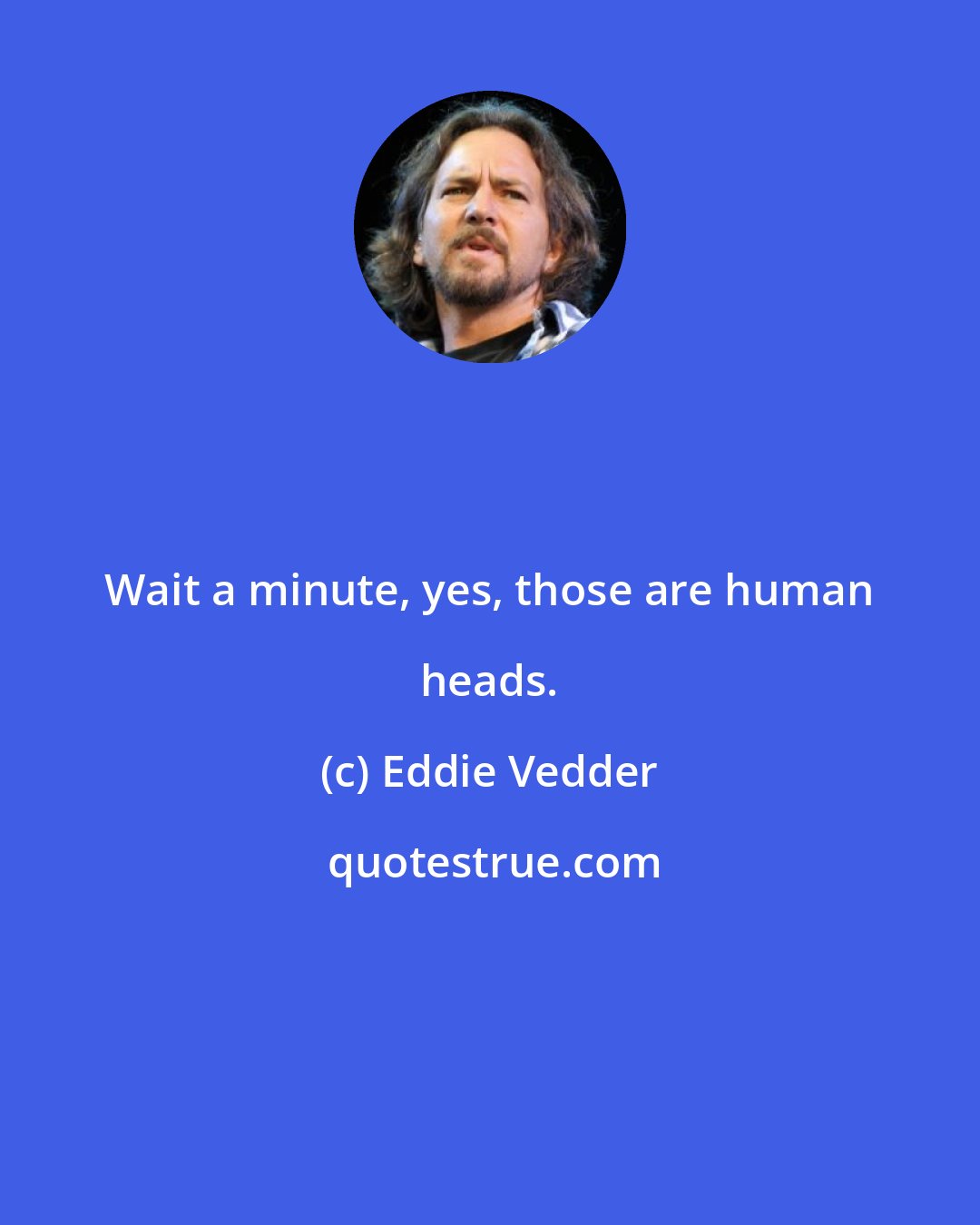 Eddie Vedder: Wait a minute, yes, those are human heads.