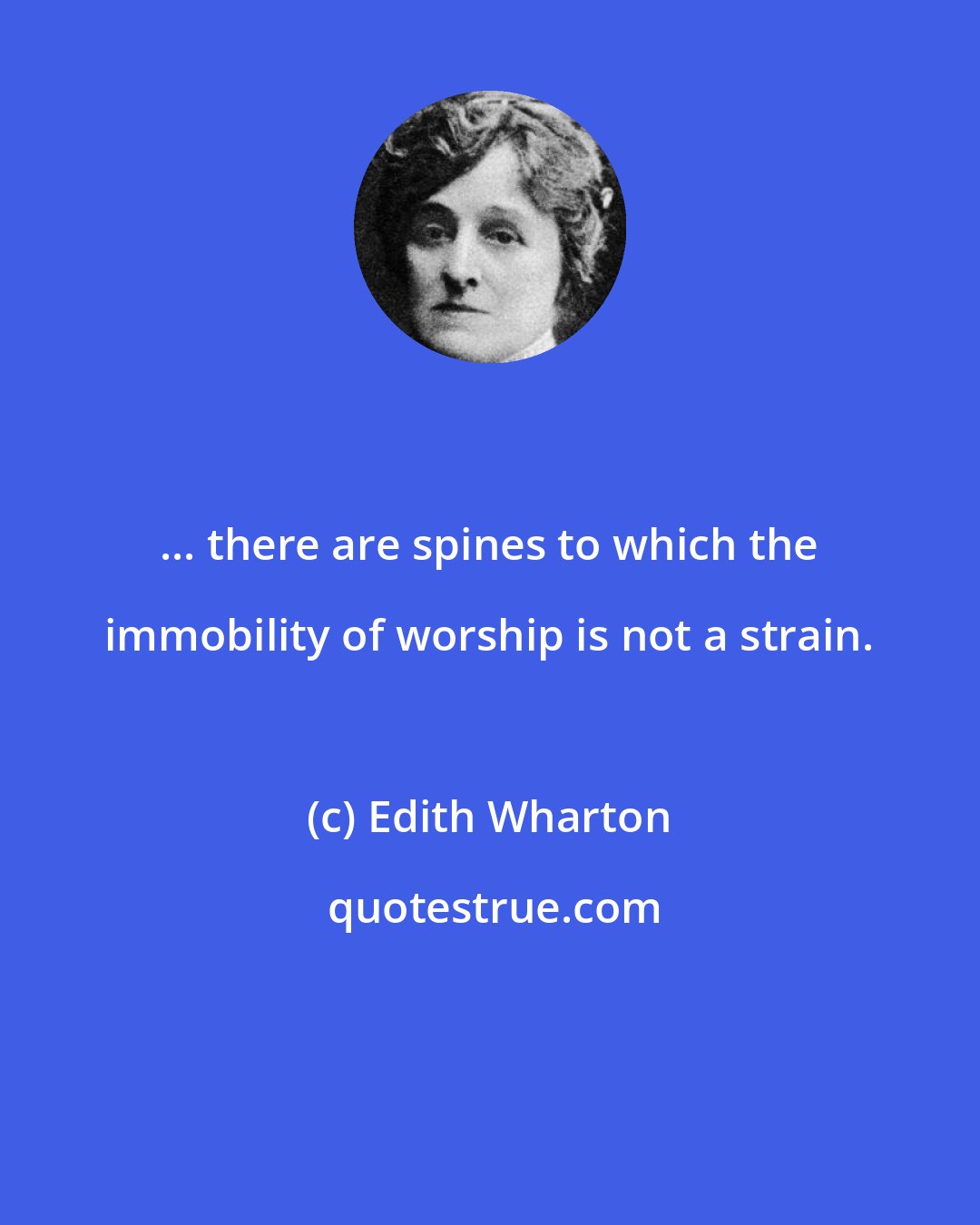 Edith Wharton: ... there are spines to which the immobility of worship is not a strain.