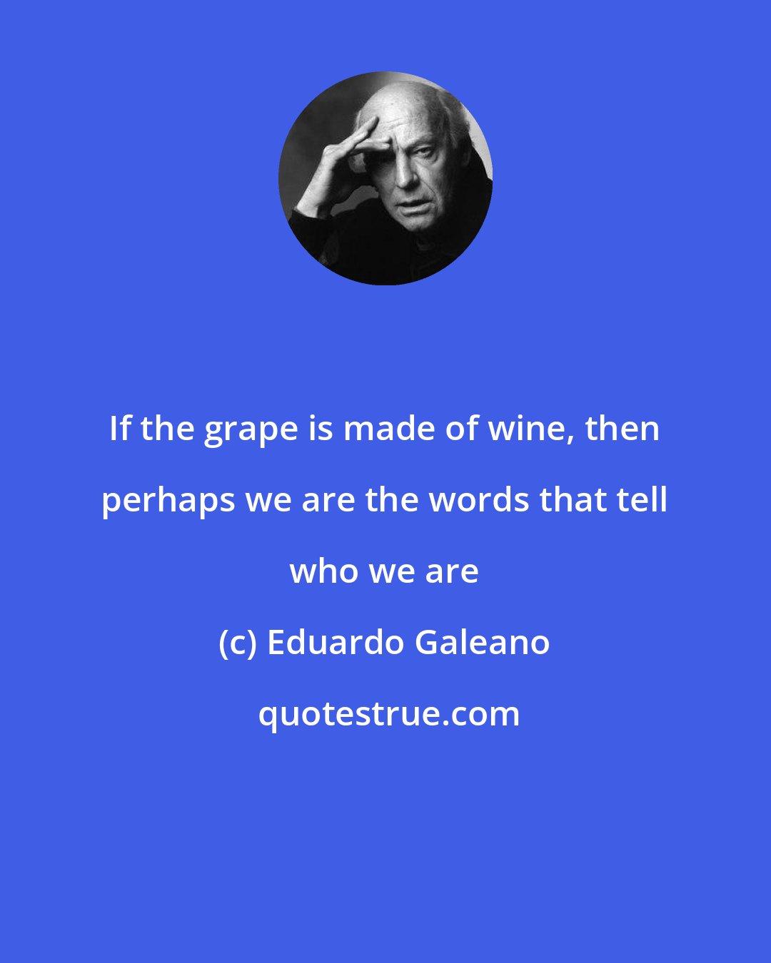 Eduardo Galeano: If the grape is made of wine, then perhaps we are the words that tell who we are