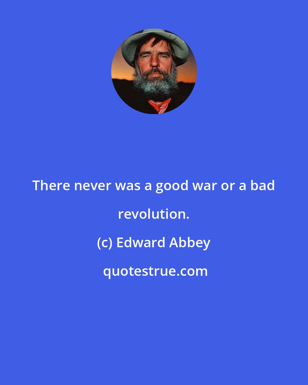 Edward Abbey: There never was a good war or a bad revolution.