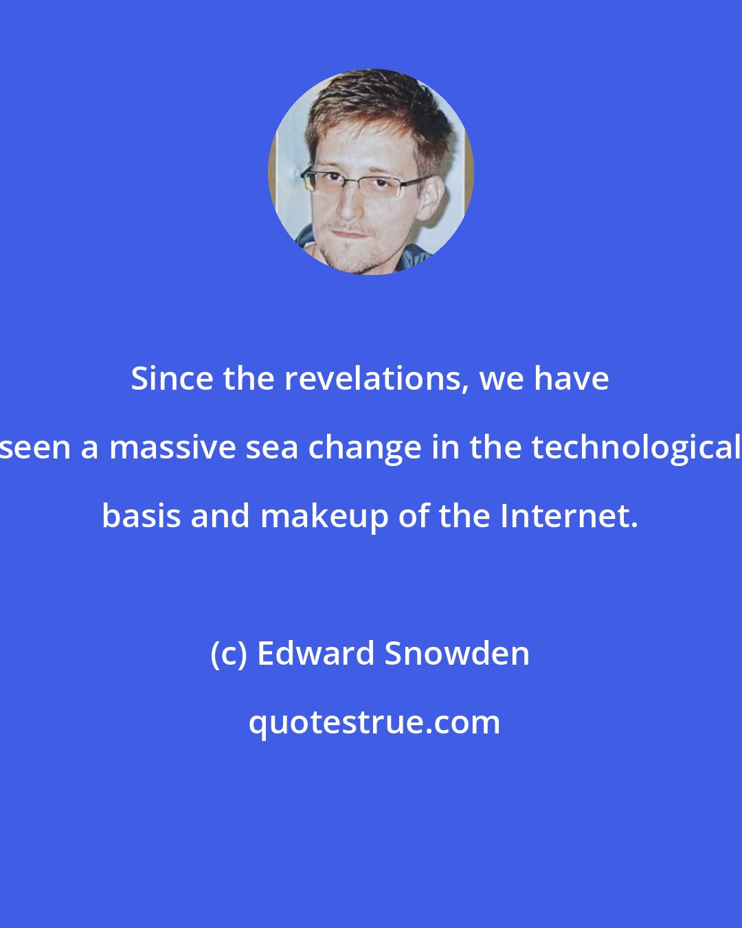 Edward Snowden: Since the revelations, we have seen a massive sea change in the technological basis and makeup of the Internet.