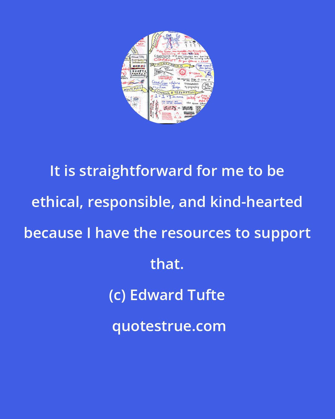 Edward Tufte: It is straightforward for me to be ethical, responsible, and kind-hearted because I have the resources to support that.