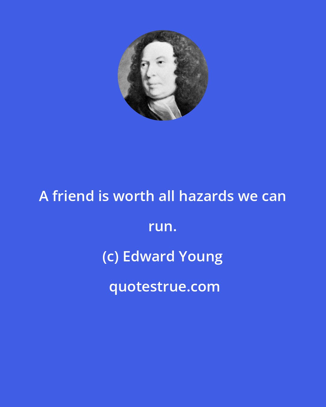 Edward Young: A friend is worth all hazards we can run.