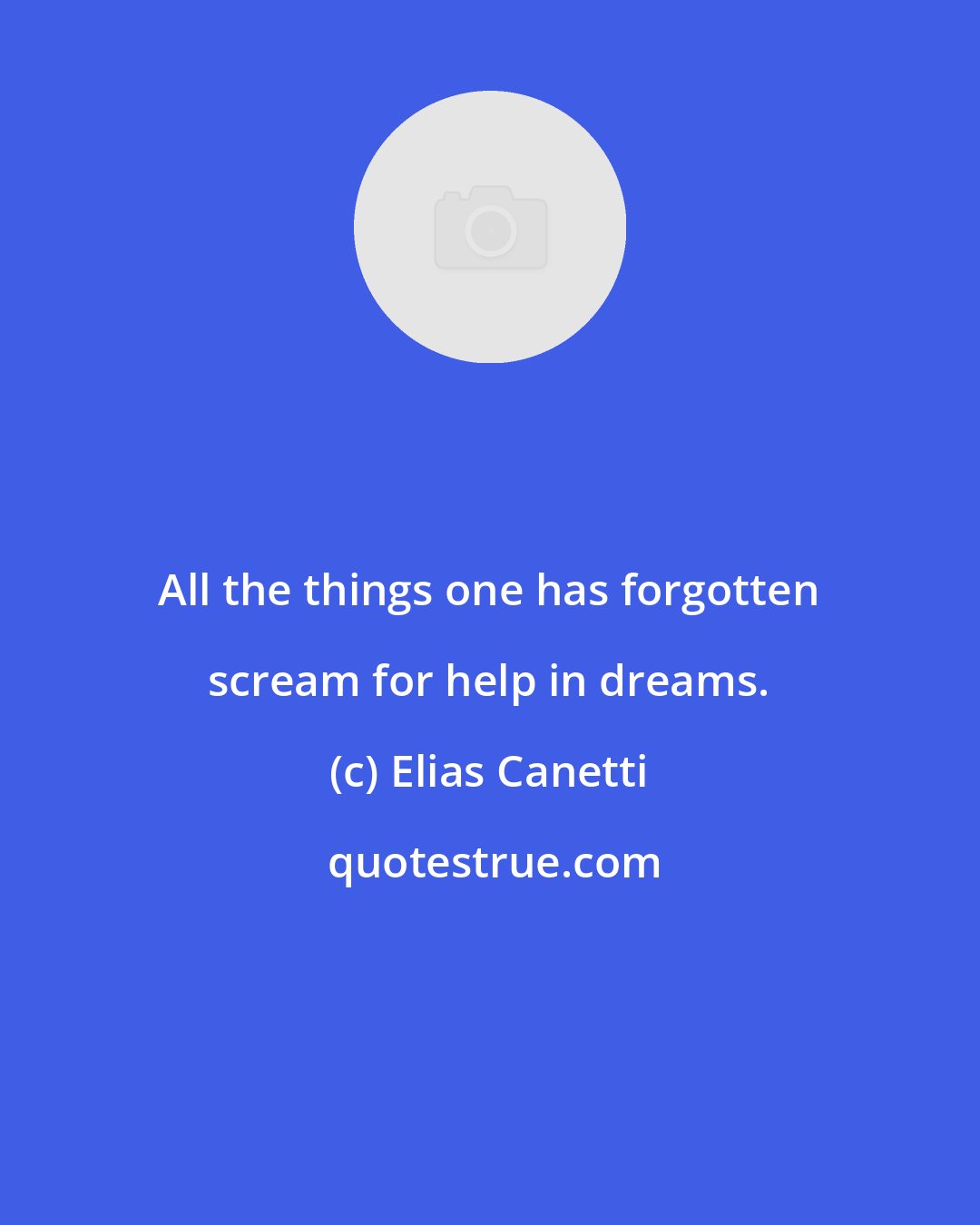 Elias Canetti: All the things one has forgotten scream for help in dreams.
