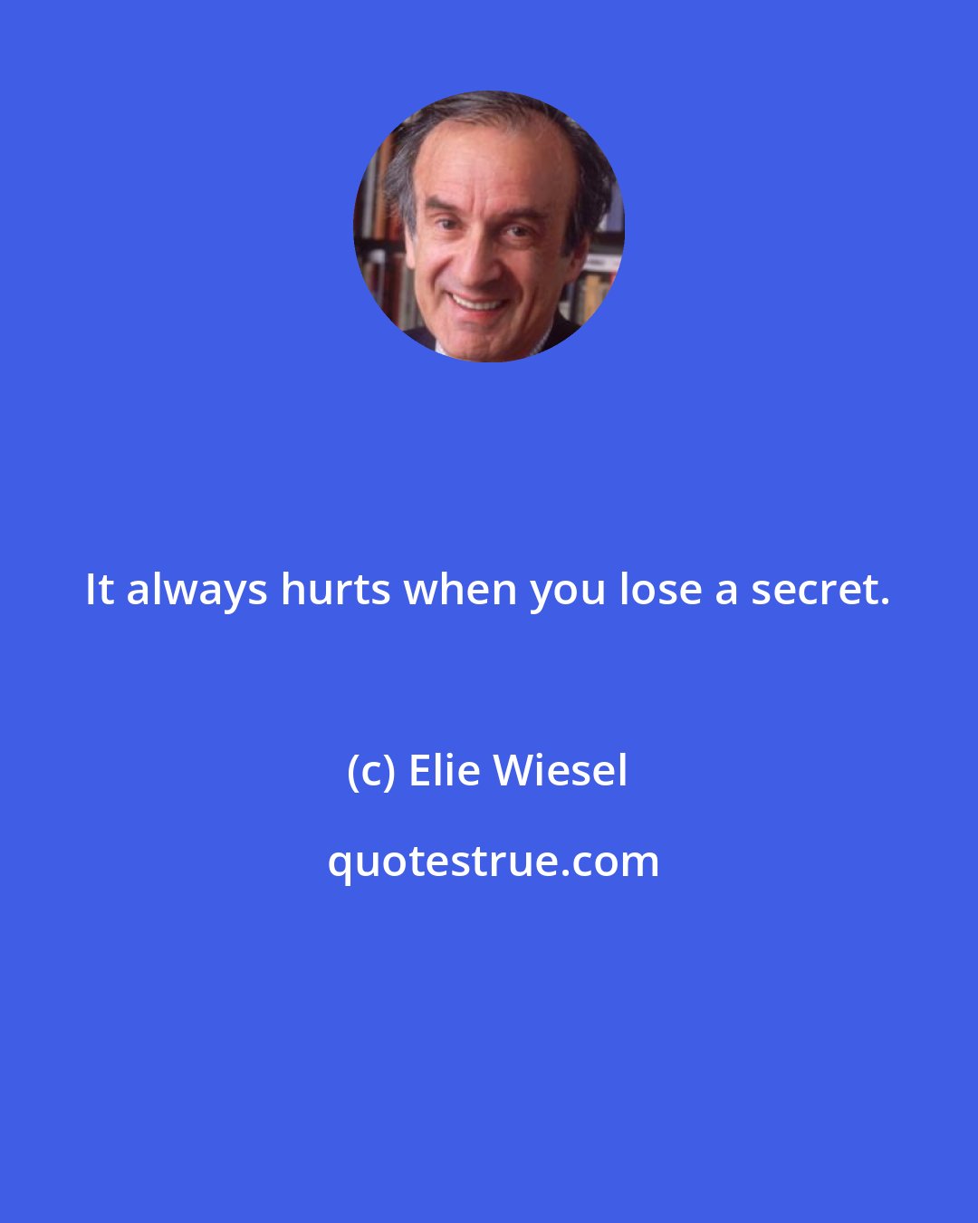 Elie Wiesel: It always hurts when you lose a secret.
