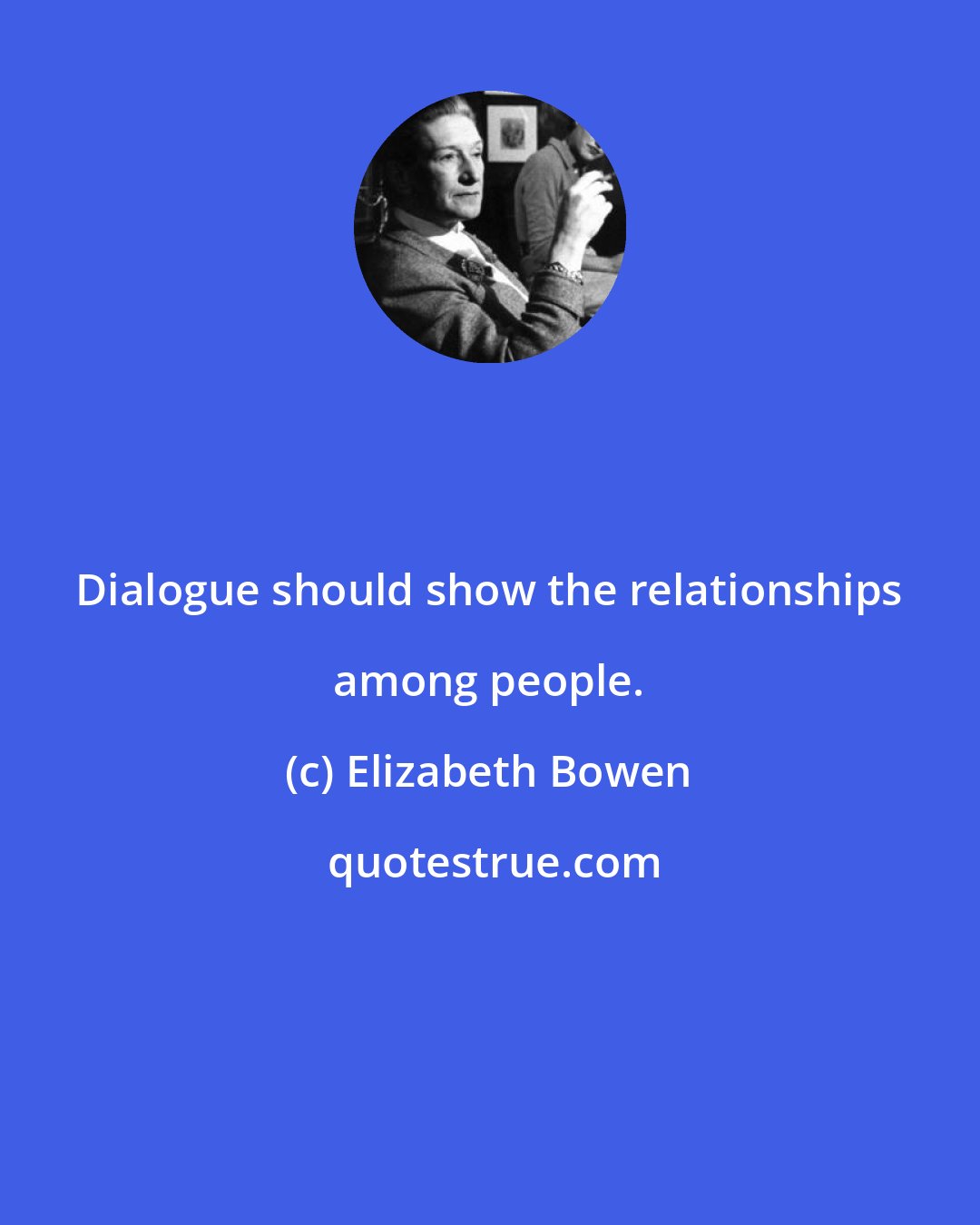 Elizabeth Bowen: Dialogue should show the relationships among people.