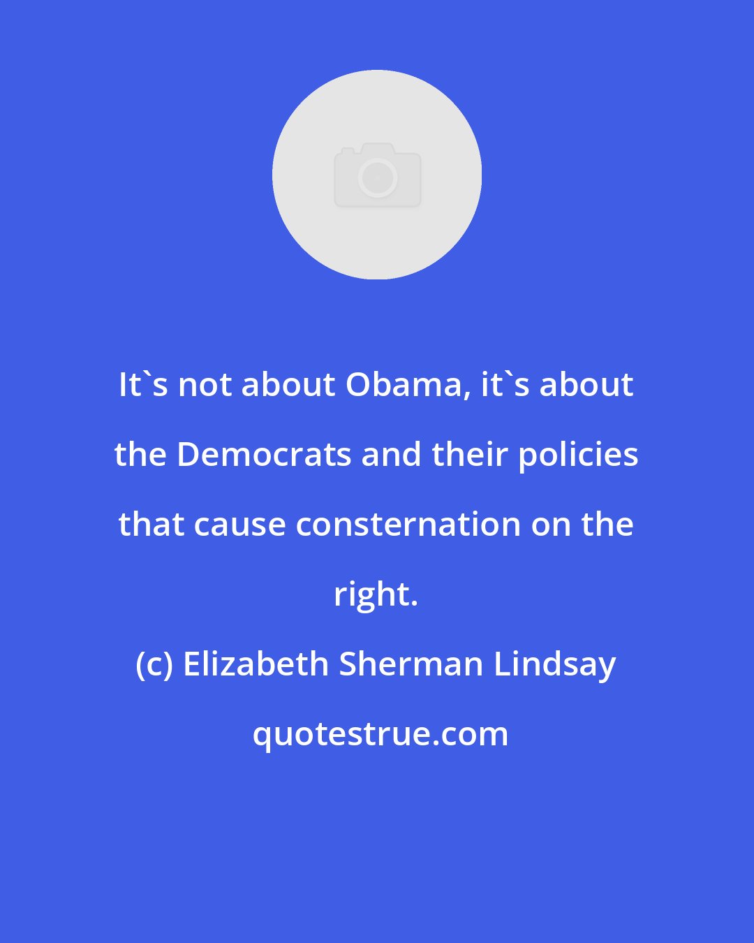 Elizabeth Sherman Lindsay: It's not about Obama, it's about the Democrats and their policies that cause consternation on the right.