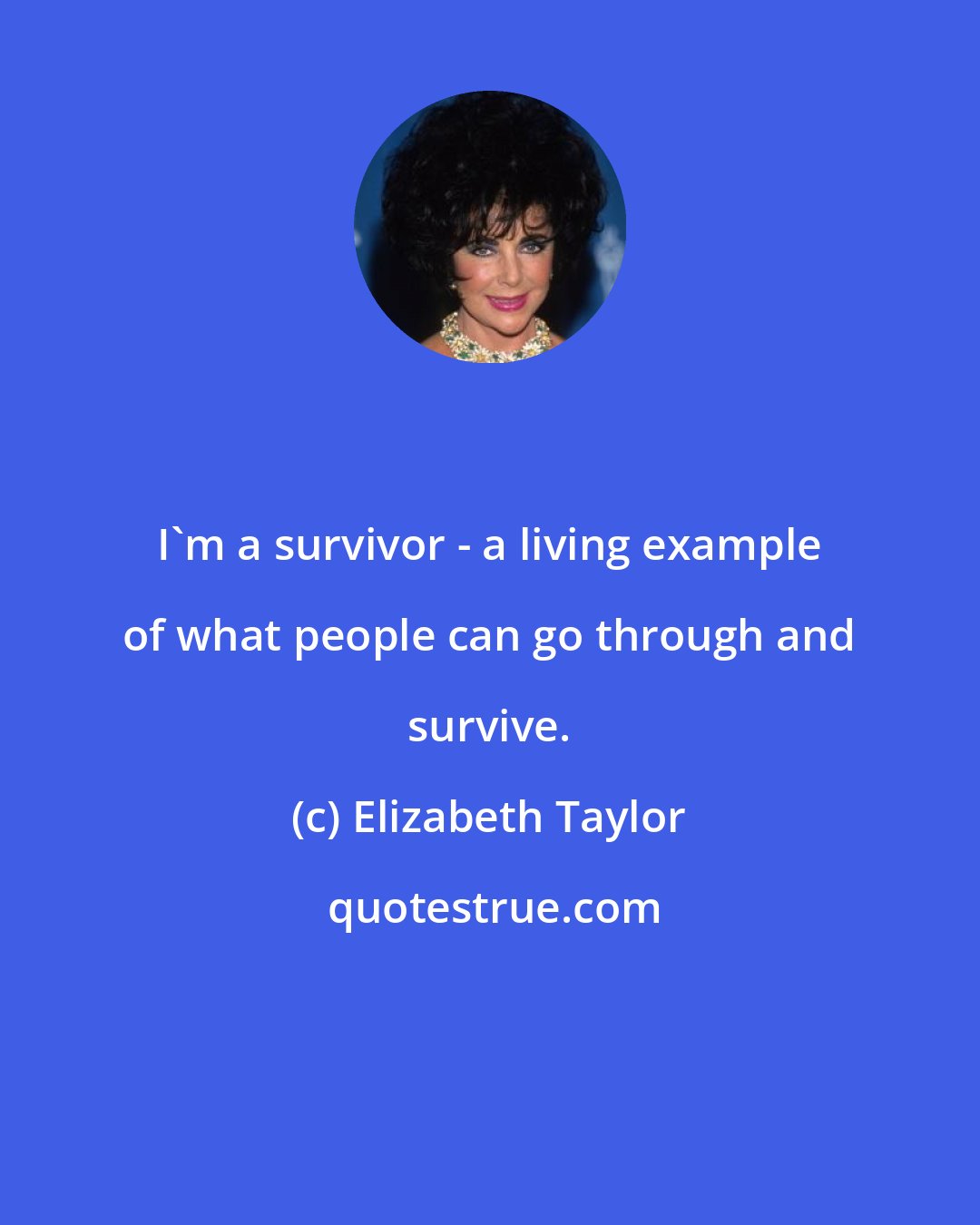Elizabeth Taylor: I'm a survivor - a living example of what people can go through and survive.
