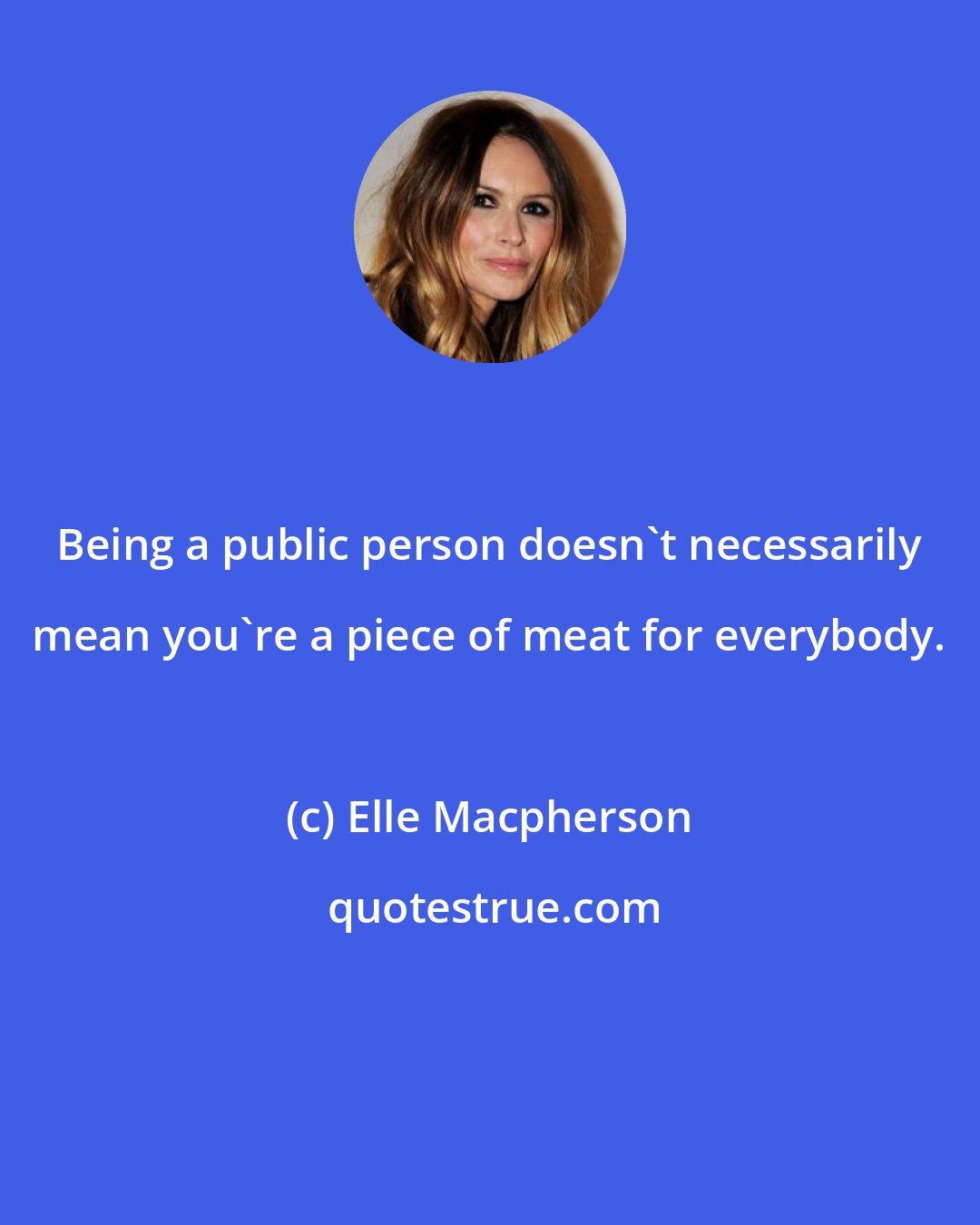 Elle Macpherson: Being a public person doesn't necessarily mean you're a piece of meat for everybody.