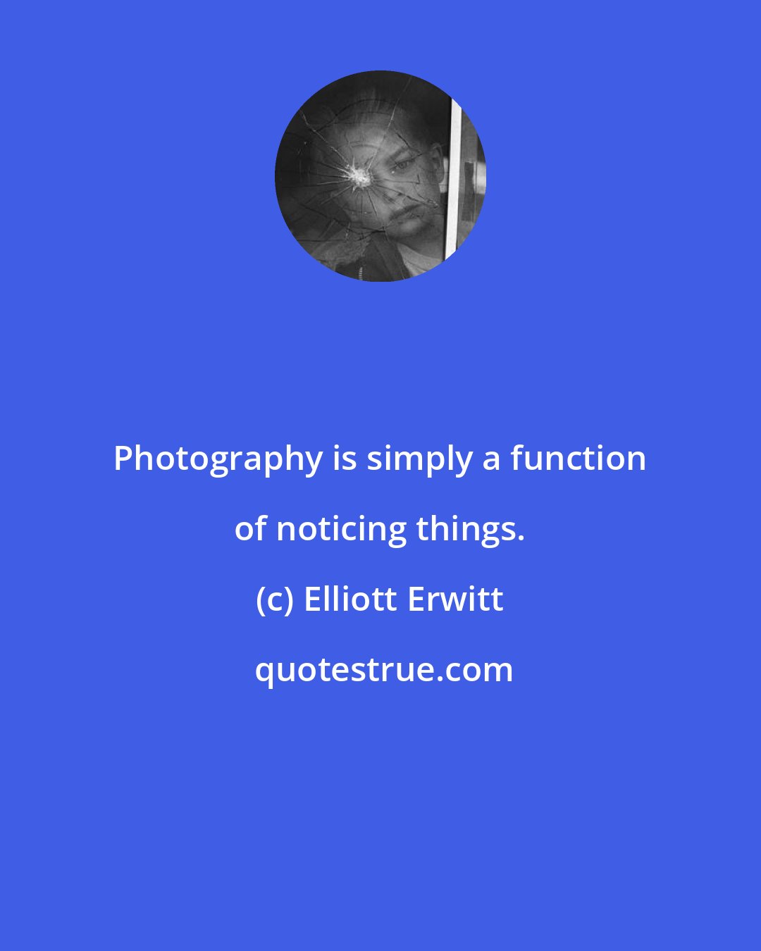 Elliott Erwitt: Photography is simply a function of noticing things.