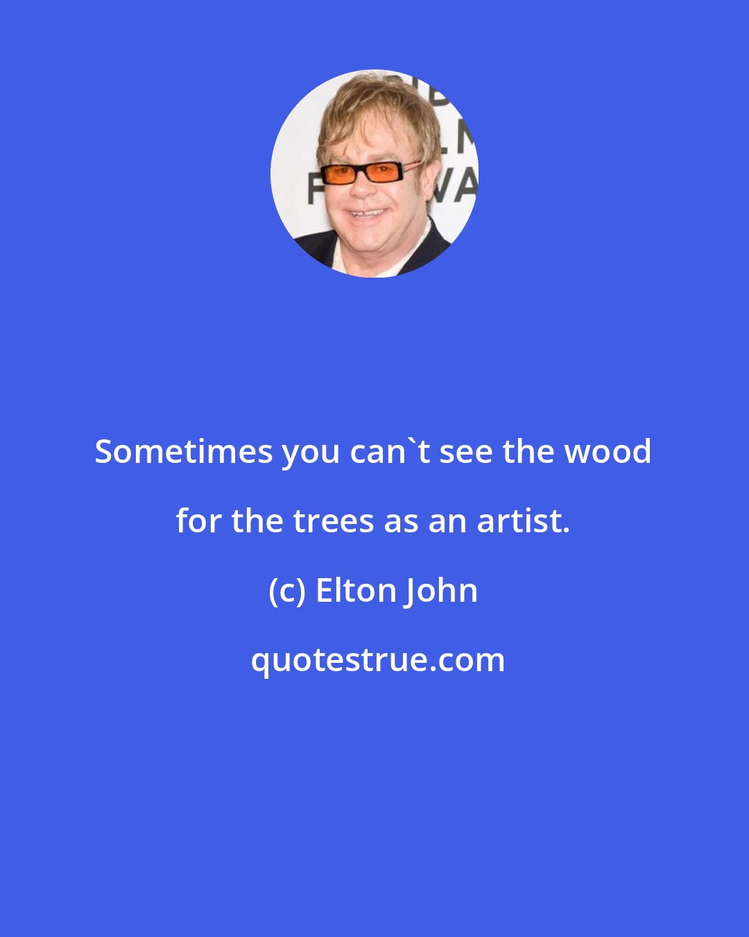 Elton John: Sometimes you can't see the wood for the trees as an artist.