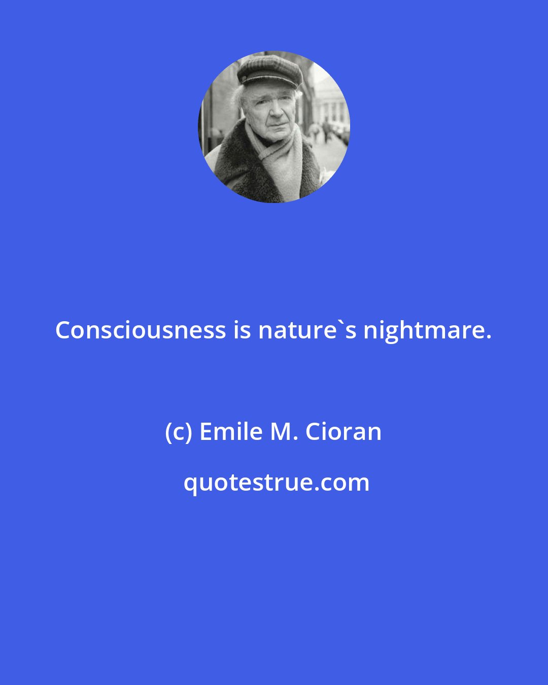 Emile M. Cioran: Consciousness is nature's nightmare.