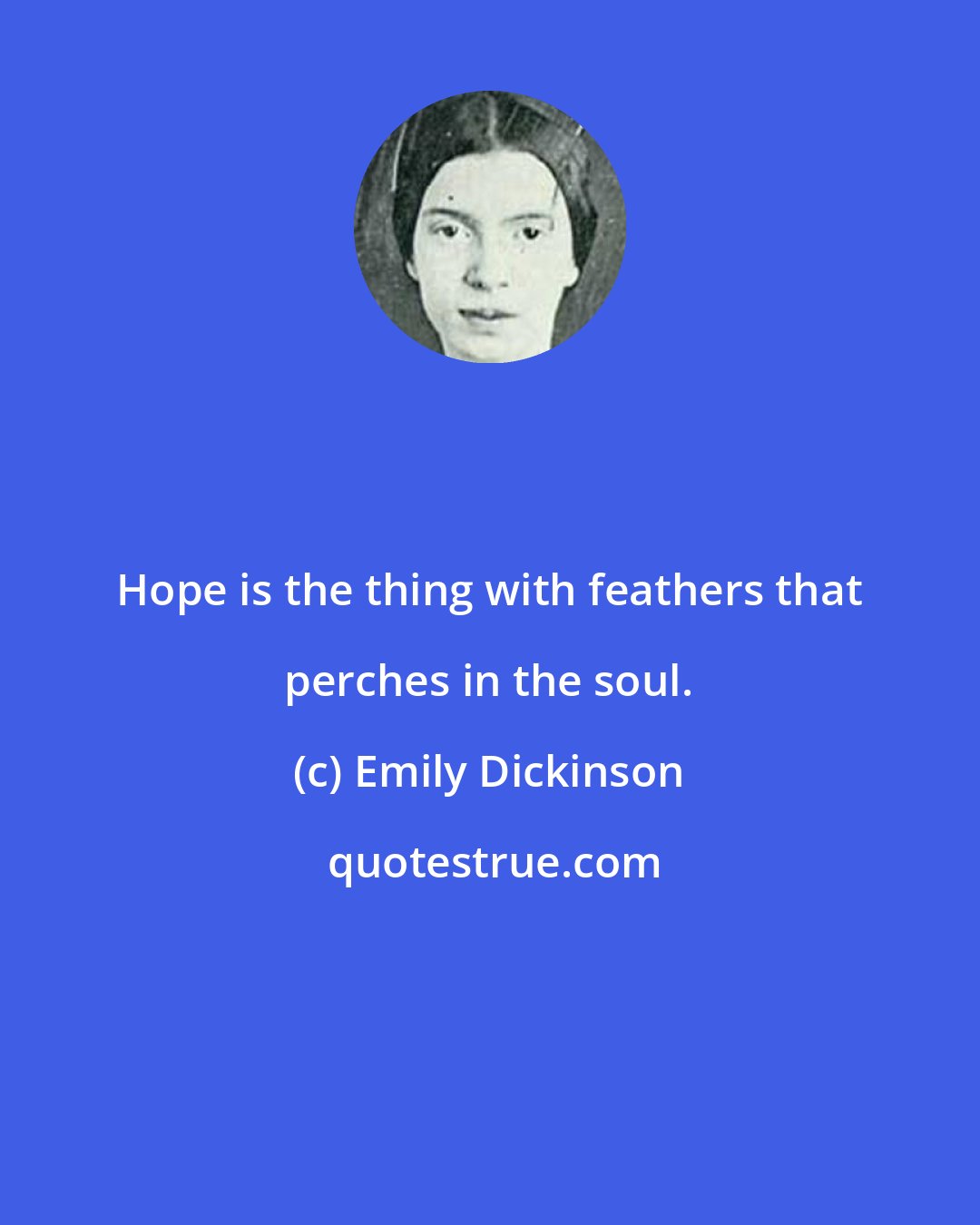 Emily Dickinson: Hope is the thing with feathers that perches in the soul.