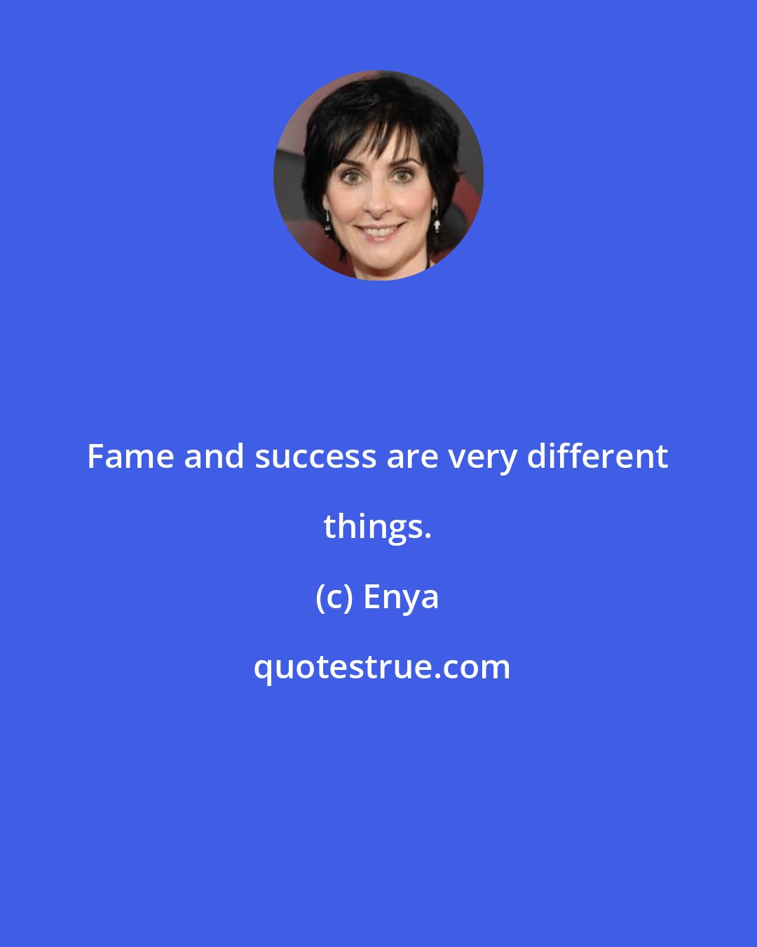 Enya: Fame and success are very different things.