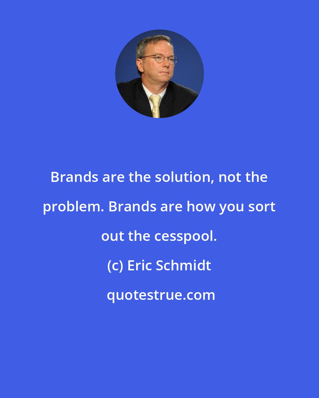 Eric Schmidt: Brands are the solution, not the problem. Brands are how you sort out the cesspool.