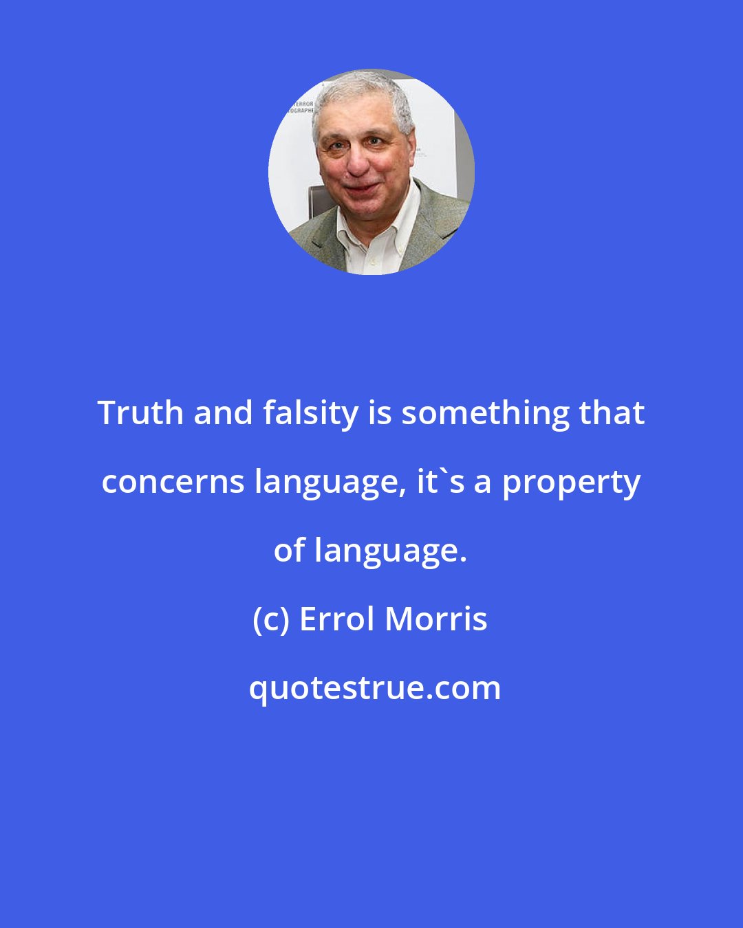 Errol Morris: Truth and falsity is something that concerns language, it's a property of language.