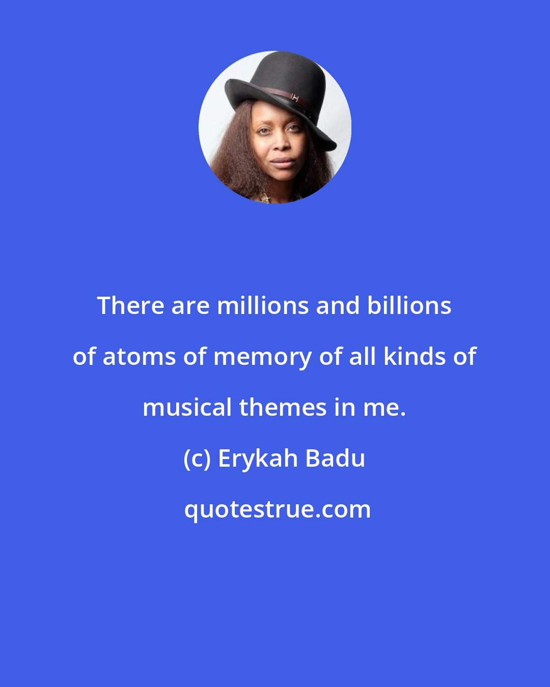 Erykah Badu: There are millions and billions of atoms of memory of all kinds of musical themes in me.