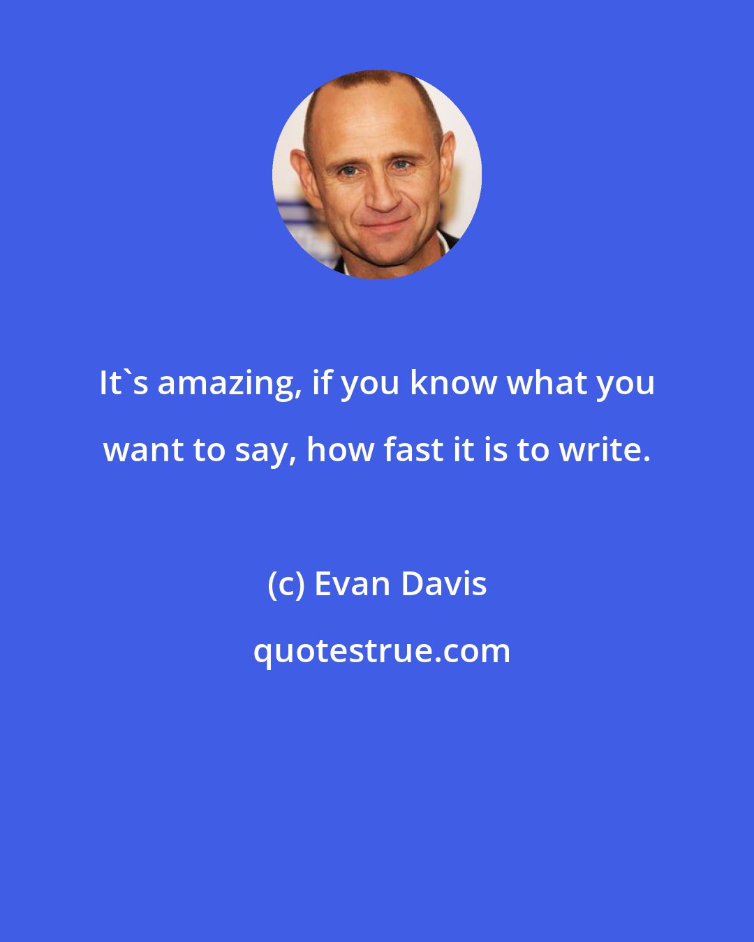 Evan Davis: It's amazing, if you know what you want to say, how fast it is to write.