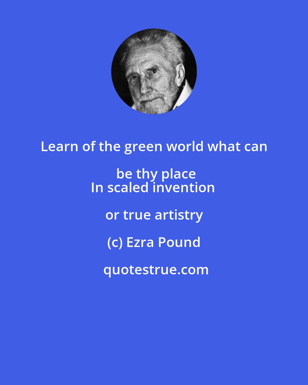 Ezra Pound: Learn of the green world what can be thy place
In scaled invention or true artistry