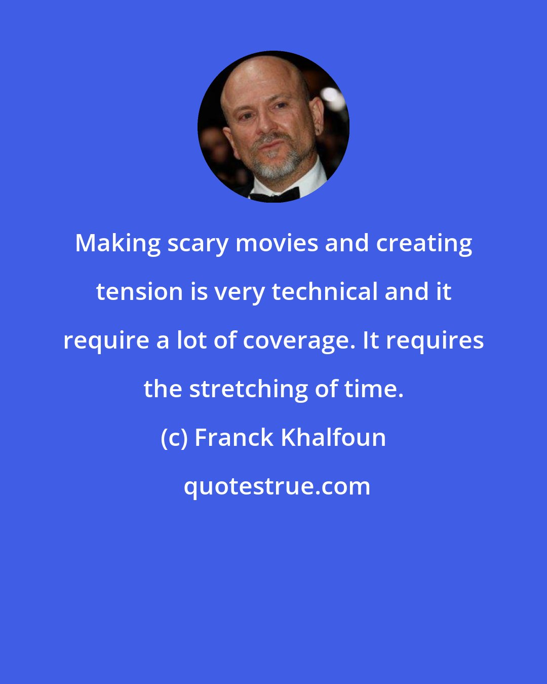 Franck Khalfoun: Making scary movies and creating tension is very technical and it require a lot of coverage. It requires the stretching of time.