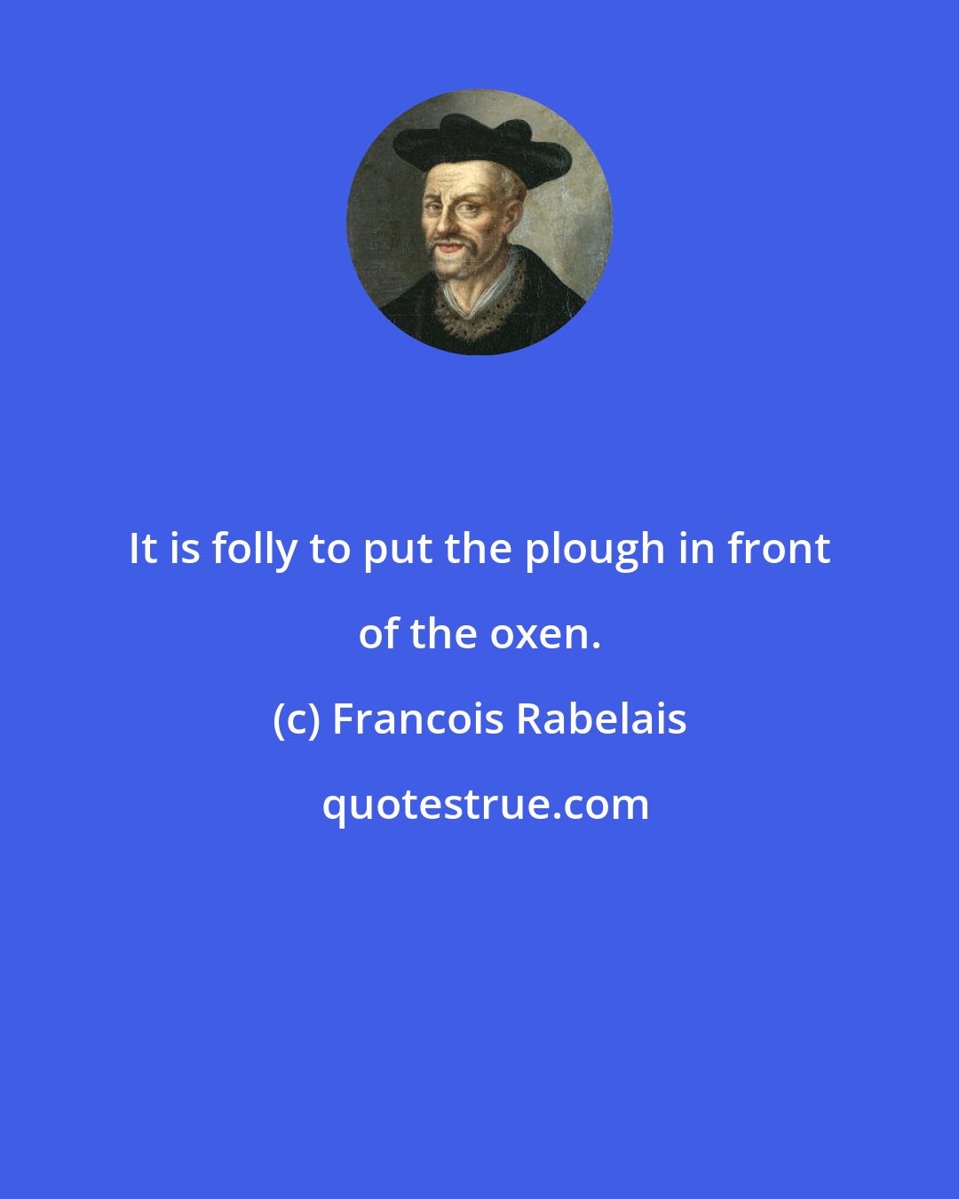 Francois Rabelais: It is folly to put the plough in front of the oxen.