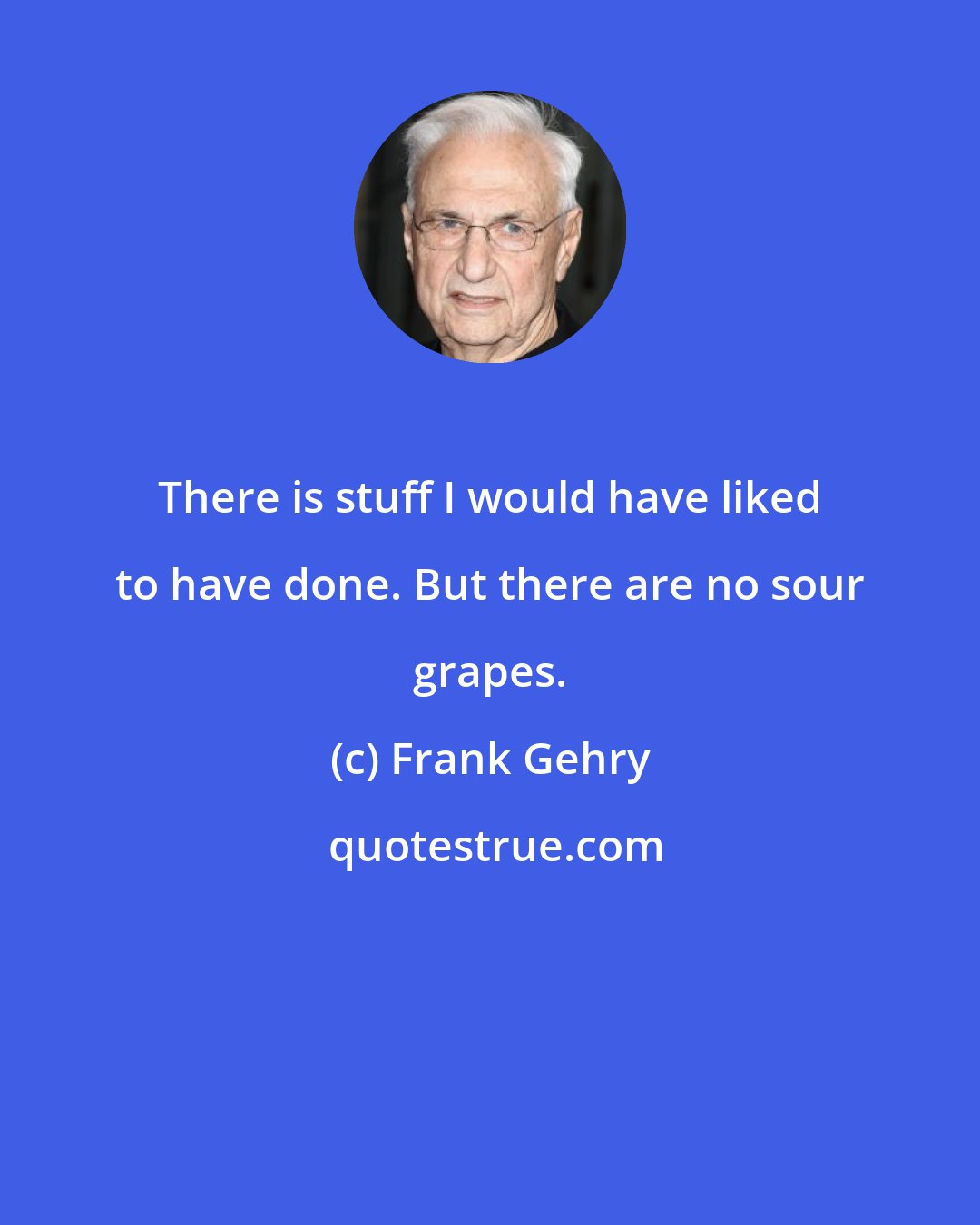 Frank Gehry: There is stuff I would have liked to have done. But there are no sour grapes.