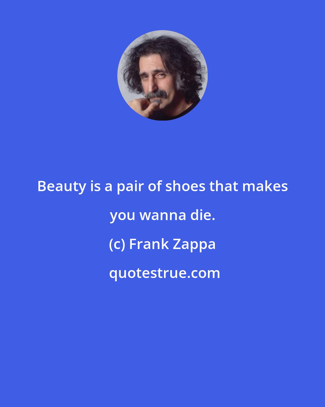 Frank Zappa: Beauty is a pair of shoes that makes you wanna die.