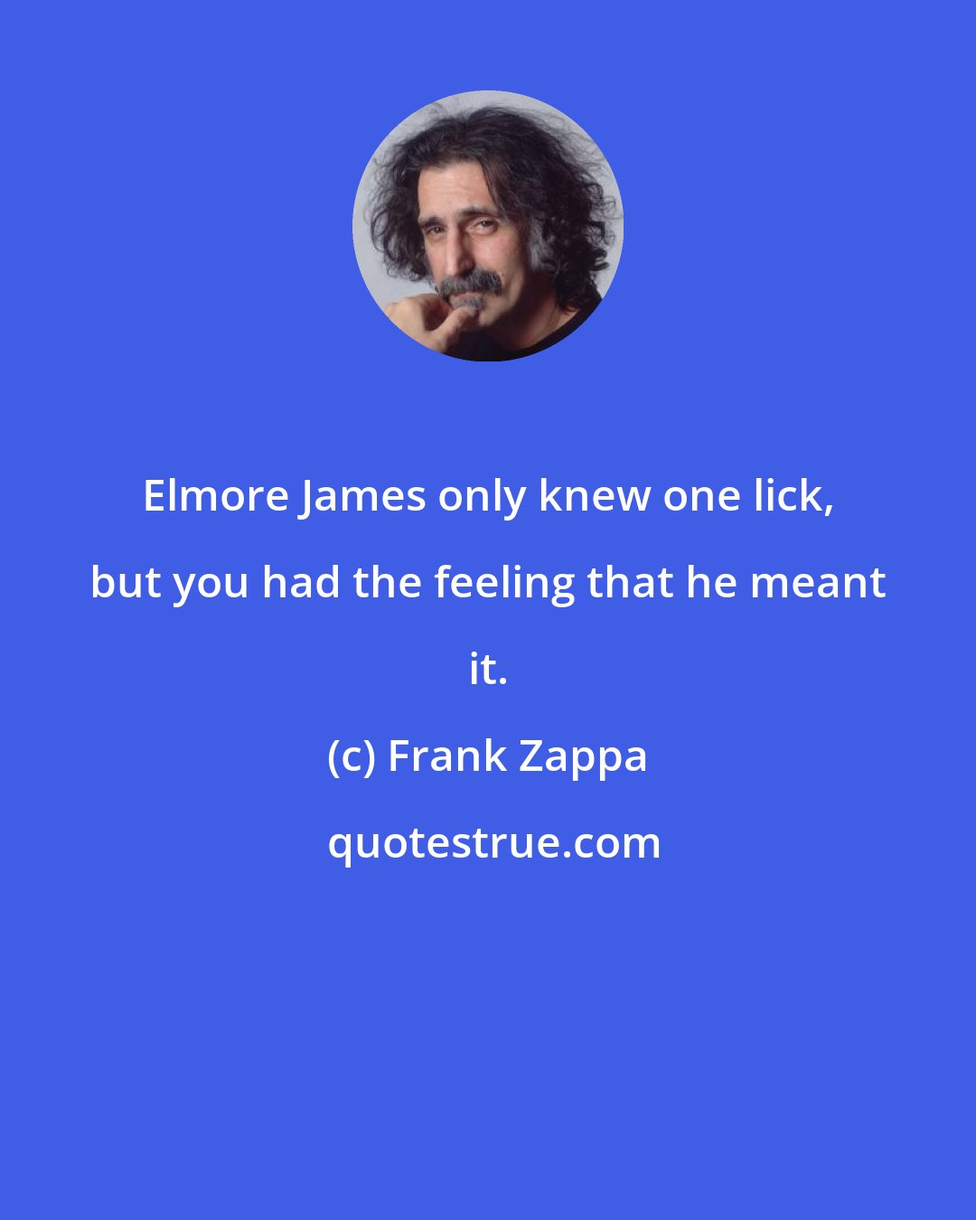 Frank Zappa: Elmore James only knew one lick, but you had the feeling that he meant it.