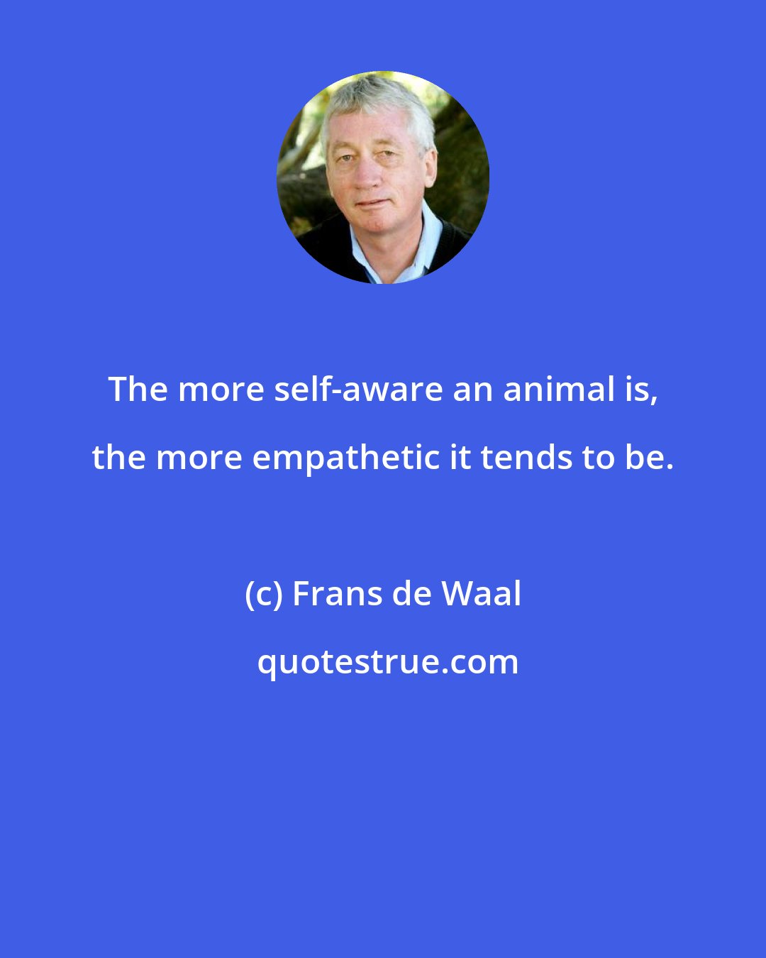 Frans de Waal: The more self-aware an animal is, the more empathetic it tends to be.