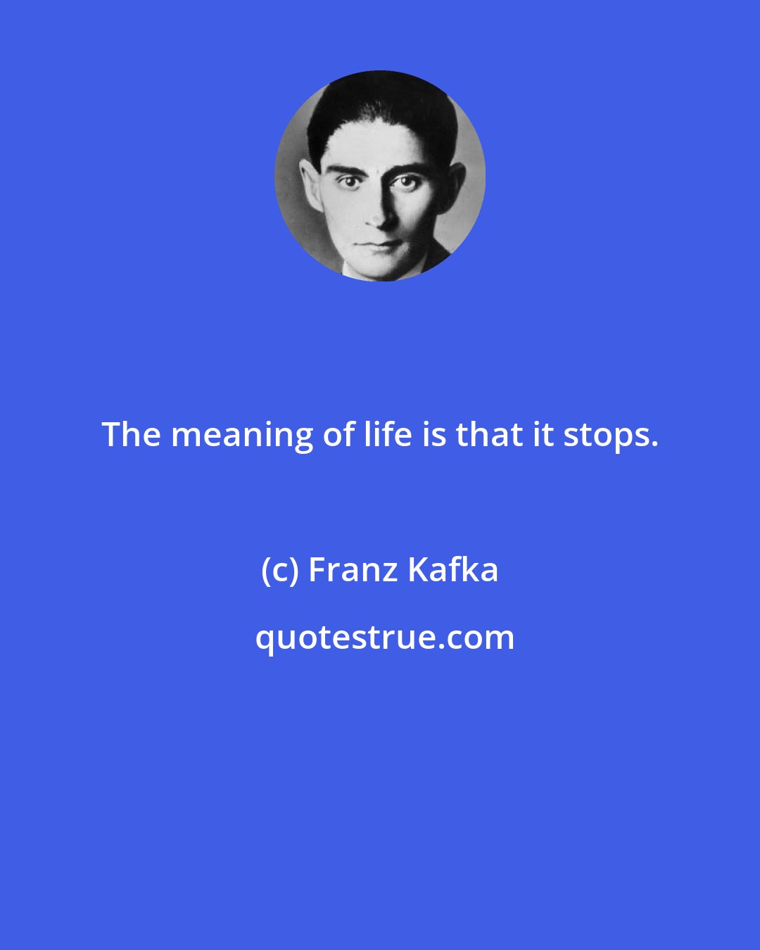 Franz Kafka: The meaning of life is that it stops.