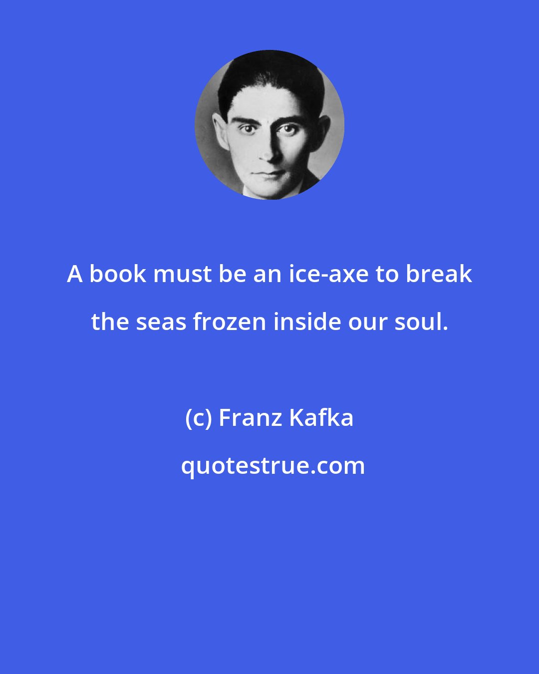 Franz Kafka: A book must be an ice-axe to break the seas frozen inside our soul.