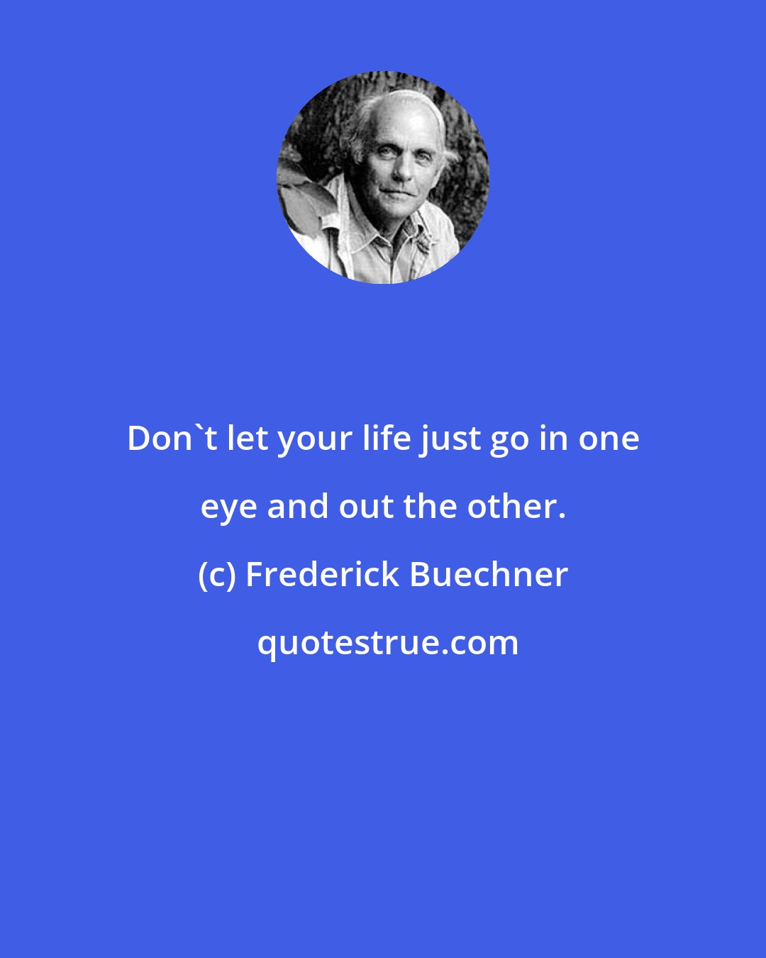 Frederick Buechner: Don't let your life just go in one eye and out the other.