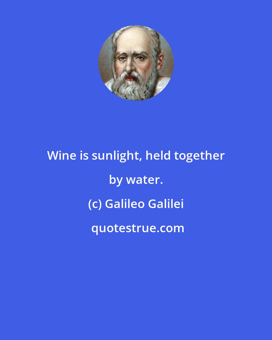 Galileo Galilei: Wine is sunlight, held together by water.