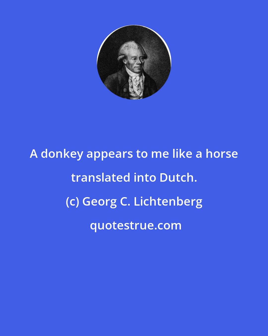 Georg C. Lichtenberg: A donkey appears to me like a horse translated into Dutch.