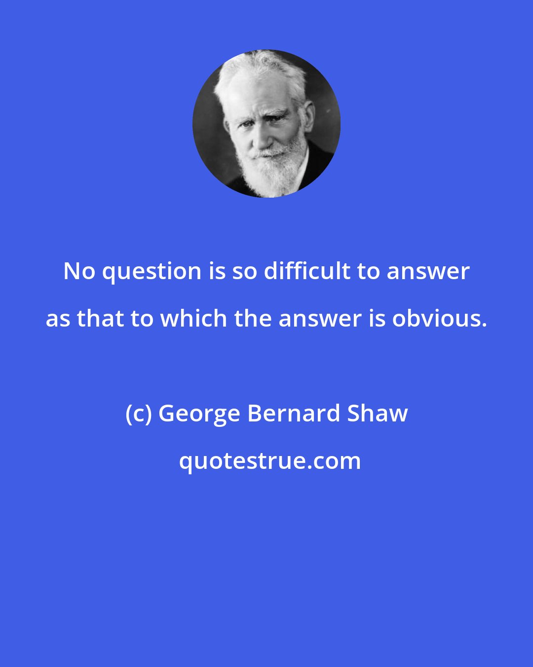George Bernard Shaw: No question is so difficult to answer as that to which the answer is obvious.