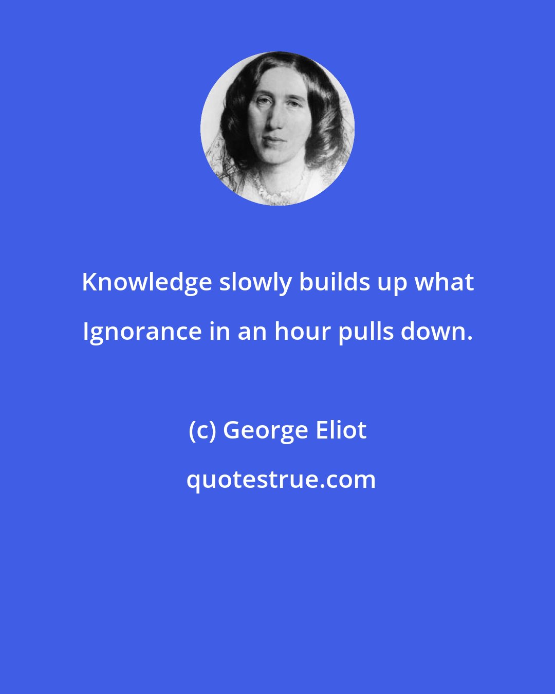 George Eliot: Knowledge slowly builds up what Ignorance in an hour pulls down.