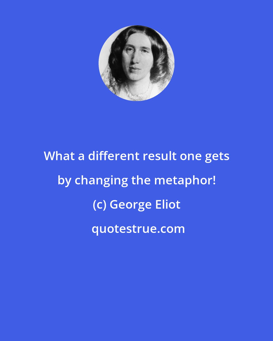 George Eliot: What a different result one gets by changing the metaphor!