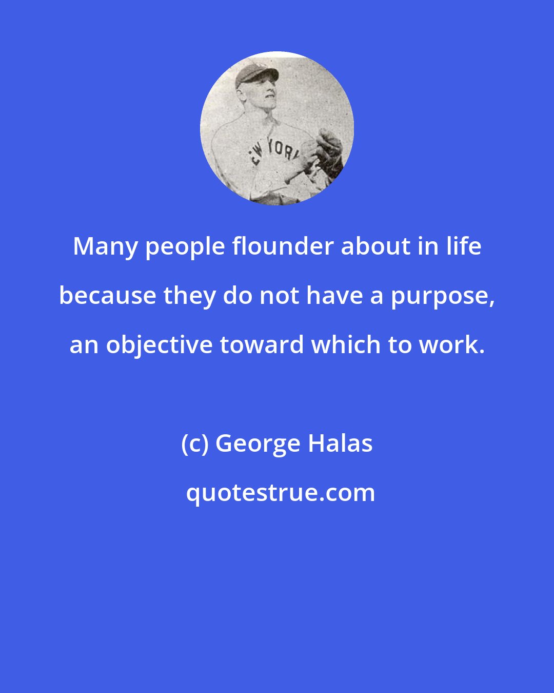 George Halas: Many people flounder about in life because they do not have a purpose, an objective toward which to work.