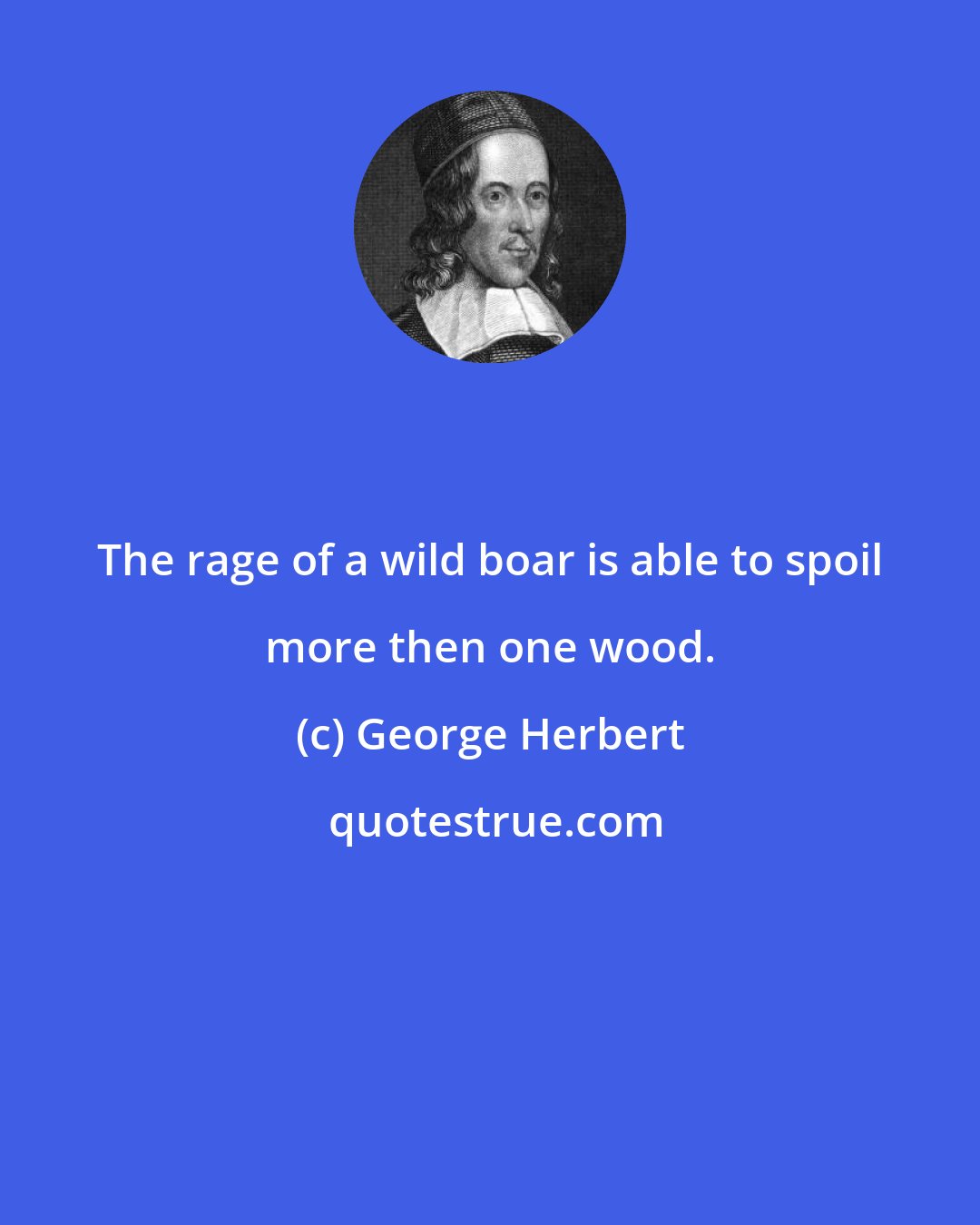 George Herbert: The rage of a wild boar is able to spoil more then one wood.