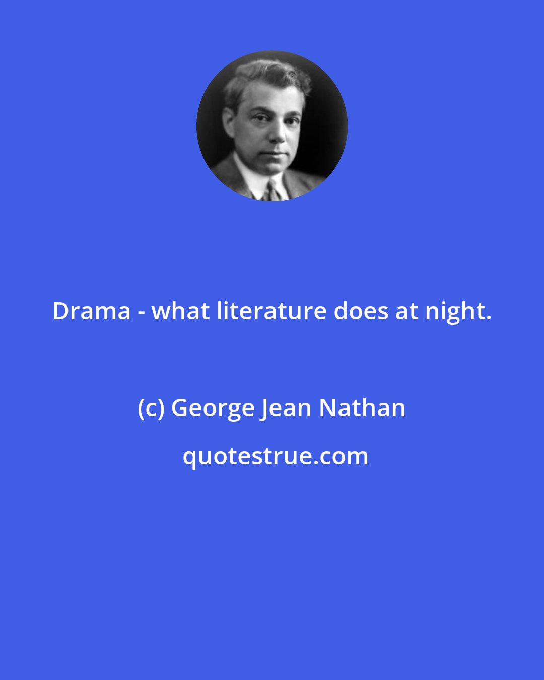 George Jean Nathan: Drama - what literature does at night.