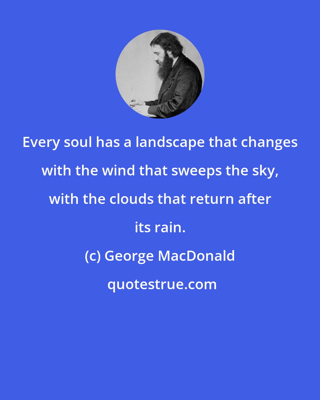 George MacDonald: Every soul has a landscape that changes with the wind that sweeps the sky, with the clouds that return after its rain.