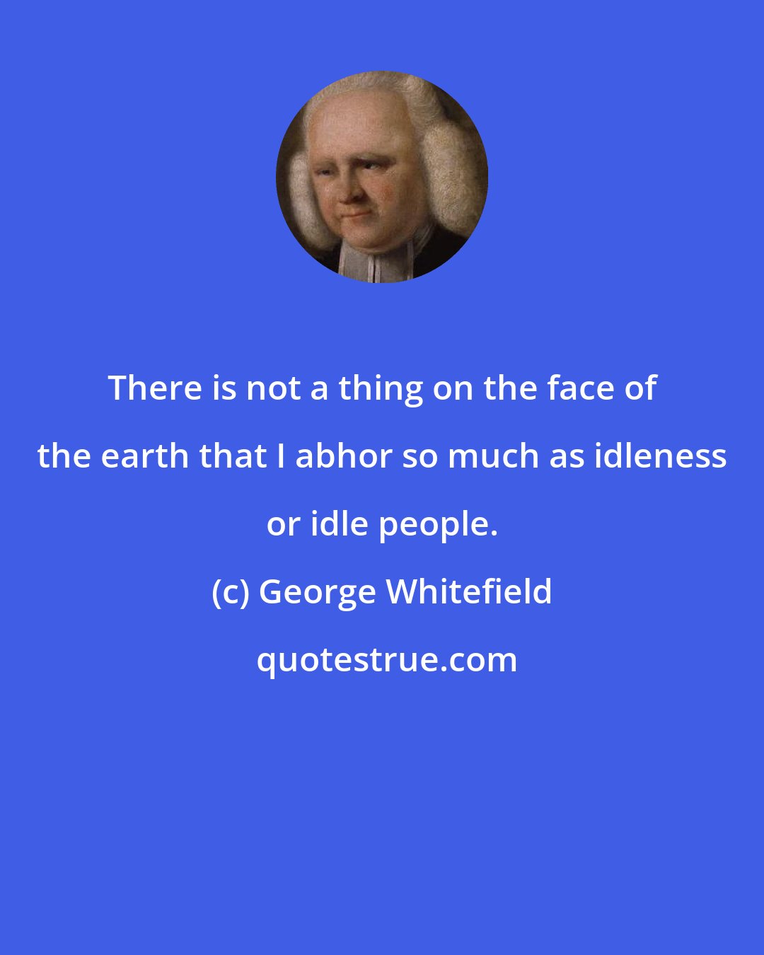 George Whitefield: There is not a thing on the face of the earth that I abhor so much as idleness or idle people.