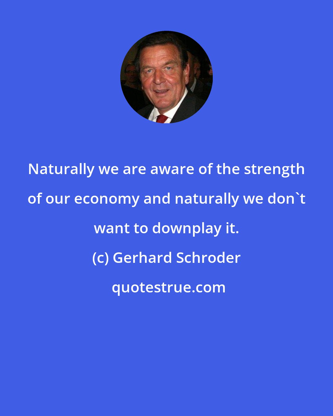 Gerhard Schroder: Naturally we are aware of the strength of our economy and naturally we don't want to downplay it.