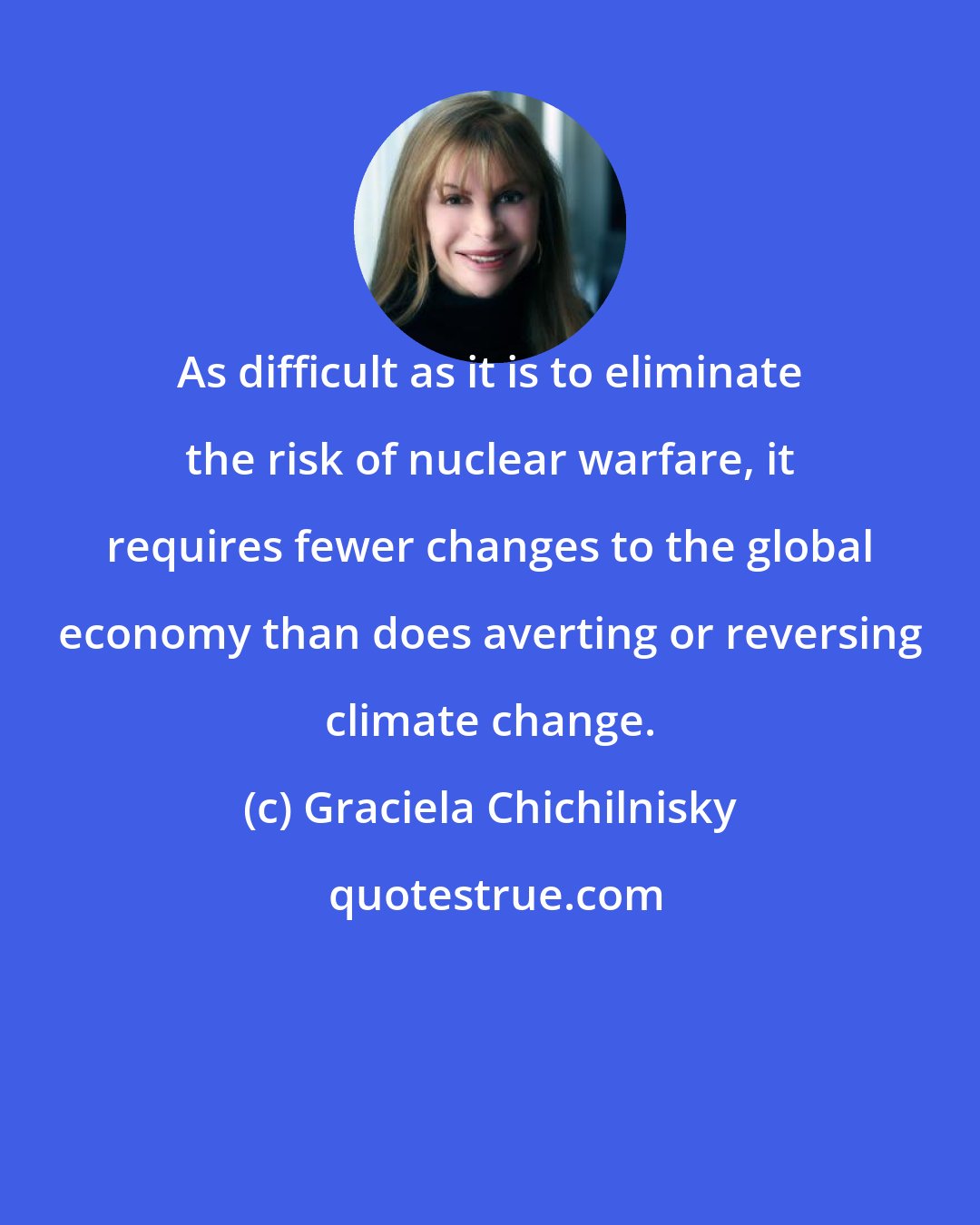 Graciela Chichilnisky: As difficult as it is to eliminate the risk of nuclear warfare, it requires fewer changes to the global economy than does averting or reversing climate change.