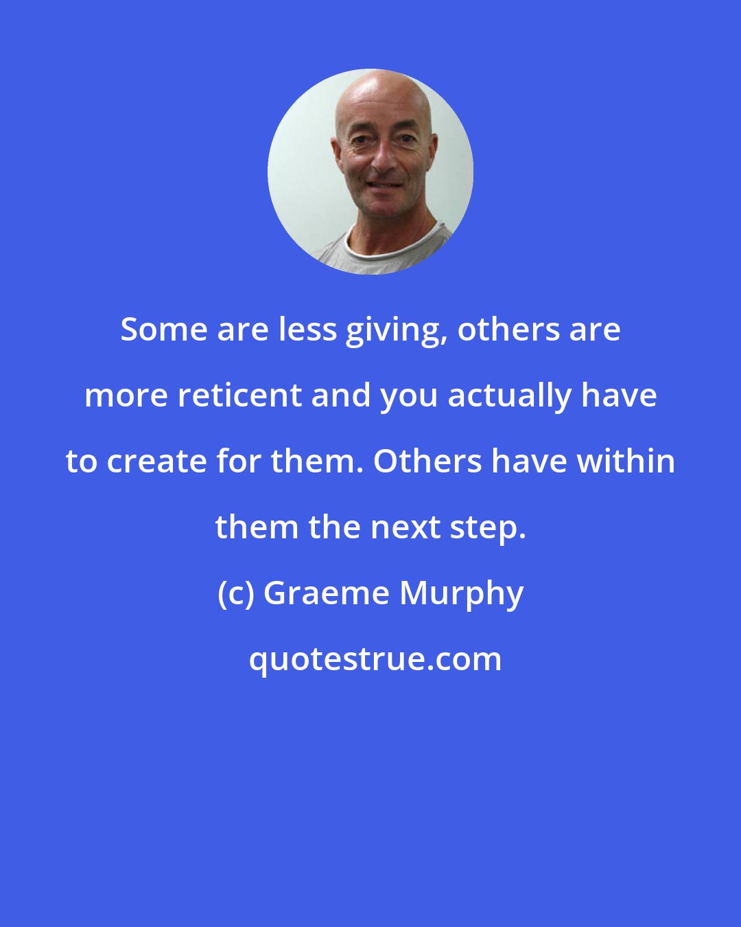 Graeme Murphy: Some are less giving, others are more reticent and you actually have to create for them. Others have within them the next step.