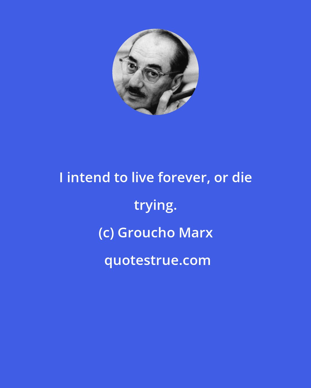 Groucho Marx: I intend to live forever, or die trying.