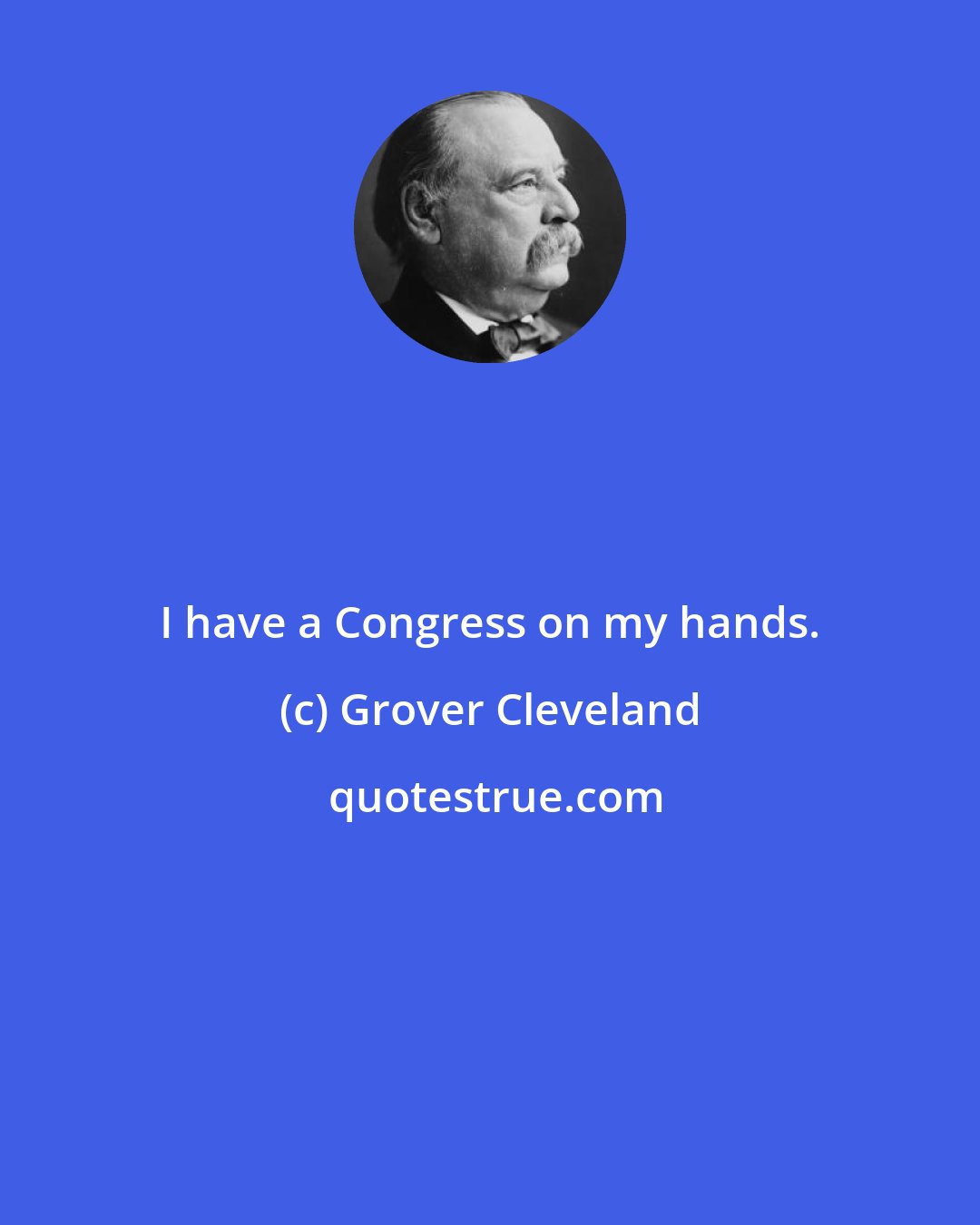 Grover Cleveland: I have a Congress on my hands.