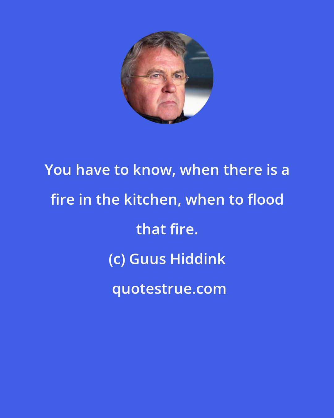 Guus Hiddink: You have to know, when there is a fire in the kitchen, when to flood that fire.